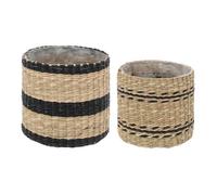Set de 2 pots ""Lumière d'hiver"" en paille D14/16cm - Atmosphera Créateur d'intérieur
