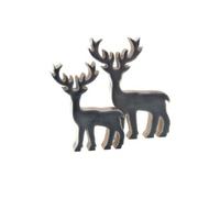 Set de 2 rennes gris 12 cm - - Gris - Bois