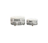 Set de 2 repose-pieds Coffres en MDF coloris Beige/Vert --