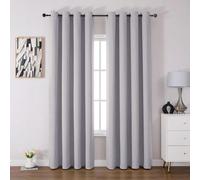 Set de 2 rideaux d'éclipse isolants thermiques et de verrouillage UV H 225 x L 140 cm Gris-Blanc