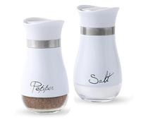 Set de 2 Salières et Poivrières en Acier Inoxydable et Verre, Salière et Poivrière de Qualité Supérieur, Pot a Sel Accessoires de Cuisine (Blanc)
