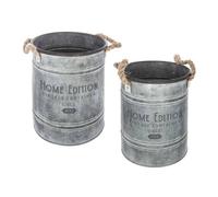 Set de 2 seaux métal gris D19/23cm - Atmosphera Créateur d'intérieur