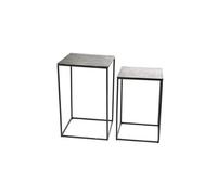 Set de 2 sellettes carrées en fonte d'aluminium argent - - Argent - Fonte D'aluminium