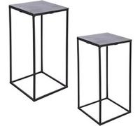 Set de 2 sellettes carrées noires 38x74 et 30x64 cm - - Noir - Métal