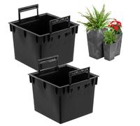 Set de 2 supports de pots noirs en plastique 44 L Dimensions 38,5x38,5x31,5 cm pour pots Prosperplast Hauteur H 75 cm avec poignées, pour l'extérieur et l'intérieur -Facilite le contrôle de la teneur