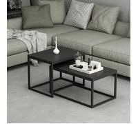 Set de 2 tables basses Aabenraa gigognes rectangulaires noir mat [en.casa]
