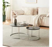 Set de 2 tables basses Christchurch rondes gigognes noir chrome