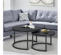 Set de 2 tables basses Christchurch rondes gigognes noir [en.casa]