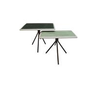 Set de 2 tables basses en bois laqué vert, gigognes, 1 rectangulaire, 1 carrée, 4 pieds inclinés - Chehoma, Reverie - 60x40x35 cm