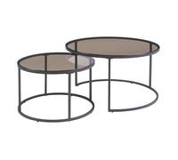 Set de 2 tables basses Kokkola gigognes verre fumé gris