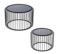 Set de 2 tables basses rondes métal noir et verre - - Noir - Métal