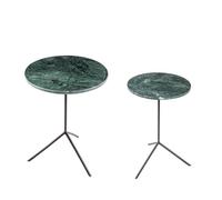 Set de 2 tables basses rondes vertes en marbre - - Vert - Marbre