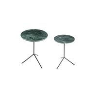 Set de 2 tables basses rondes vertes en marbre - - Vert - Marbre