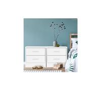 Set de 2 tables de chevet 2 tiroirs armoire de nuit chambre à coucher blanc
