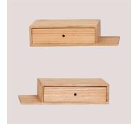 Set de 2 tables de chevet flottantes en bois Harald Bois Naturel