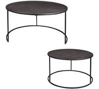 Set de 2 tables en métal noir diamètres 61 et 76 cm - - Noir - Métal