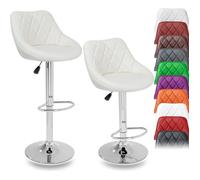 Set de 2 tabourets de bar beige, hauteur réglable et rotation à 360° (60-80cm)