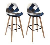 Set de 2 tabourets de bar patchwork bleu gris Bleu Gris
