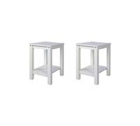 Homestyle4u Tabourets de table Set de 2 en pin massif blanc