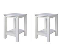 Set de 2 tabourets de table en pin massif blanc Blanc G
