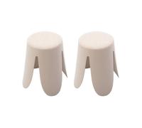 Set de 2 tabourets empilables beige. bouclette texturée. NIKI. Ø30 / 44 x H46cm