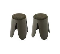 Set de 2 tabourets empilables vert foncé . bouclette texturée. NIKI. Ø30 / 44 x H46cm