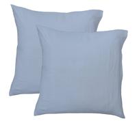 Set De 2 Taies D'oreiller Unies En Coton, Gaze De Coton Bleu Horizon 65X65