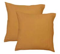 Set De 2 Taies D'oreiller Unies En Coton, Gaze De Coton Caramel 65X65
