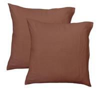 Set De 2 Taies D'oreiller Unies En Coton, Gaze De Coton Chocolat 65X65