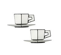 Set de 2 tasses à espresso avec soucoupe Carte Blanche HxØ 7x13.8cm