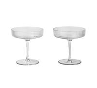 ferm LIVING – Verre à champagne Ripple – Transparent – Lot de 2 – H 11 × Ø 10,5 cm