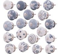 Set de 20 boutons de meubles en céramique peints à la main dans le style vintage shabby chic