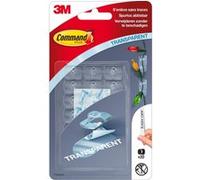 Command Crochets de Fixation, Lot de 20 Mini-Crochets Transparents et de 24 Petites Bandes Adhésive - Pour la Décoration des Guirlandes Lumineuses, Accrochage Sans Dommage