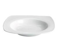 Set de 24 Assiettes Creuses Carrées LINE, Plat de presentation à soupe pâtes desserts en Porcelaine Blanche - Longueur 23 x largeur 23 x Hauteur 4 cm - VISIODIRECT - G