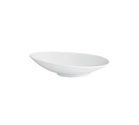 Set de 24 Assiettes plates et ovales LISA avec un léger creux sur les bords, plat à service à pâtes desserts en porcelaine blanc - -