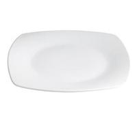 Set de 24 Assiettes Plates LINE carrées , plat à services à pâtes desserts en Porcelaine Blanche - Longueur 26 x largeur 26 x Hauteur 3 cm - -