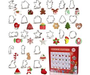 set de 24 emporte-pièces en acier inoxydable pour biscuits de Noël