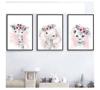 Set de 3 Affiches 30x40cm Poster Elephant Enfant Chambre Fille Animaux Tableau Peinture sur Toile Decoration Cadeaux sans cadre
