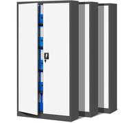 set de 3 armoires de classement C001 Armoire métallique Armoire en acier Armoire à outils Armoire de bureau Armoire de stockage Armoire universelle Revêtement par poudre Portes battantes 185 cm x 90 c