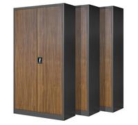 Set de 3 Armoire de Bureau métallique 4 étagères tôle d'acier revêtement en Poudre 195 cm x 90 cm x 40 cm Anthracite-Imitation Bois