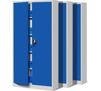 set de 3 armoires de classement C001 Armoire métallique Armoire à outils en acier Armoire de bureau Armoire de stockage Armoire universelle Revêtement par poudre Portes battantes 185 cm x 90 cm x 40 c