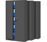 set de 3 armoires de classement C001 Armoire métallique Armoire en acier Armoire à outils Armoire de bureau Armoire de stockage Armoire universelle Revêtement par poudre Portes battantes 185 cm x 90 c
