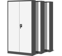 set de 3 armoires de classement C001 Armoire métallique Armoire en acier Armoire à outils Armoire de bureau Armoire de stockage Armoire universelle Revêtement par poudre Portes battantes 185 cm x 90 c