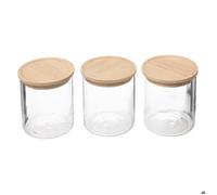 5five – Lot de 3 bocaux en verre Hermet – Couvercle bambou hermétique 350 ml