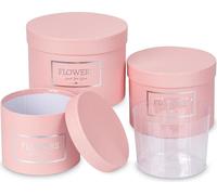 set de 3 boîtes cadeau rondes pour fleurs avec couvercle, rose Ø15/17/20cm
