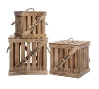Set de 3 boîtes cagettes ""Colonial"" rotin - Atmosphera Créateur d'intérieur