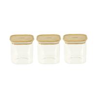 Set de 3 boites carrées verre et bambou 800 ml Pebbly