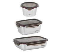 Set de 3 boîtes de conservation en inox 920ml, 980ml et 1900ml compatibles micro-ondes Cuitisan