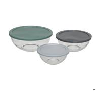 5five - Set de 3 boîtes de conservation en verre borosilicate - 2L/1L/0,4L rondes, empilables
