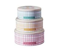 Set de 3 boîtes de rangement en métal pour pâtisseries à carreaux pastel